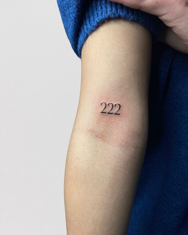 222 Angel Number Tattoo  Small Tattoo Ideas   Number tattoos Small  tattoos Petite tattoos