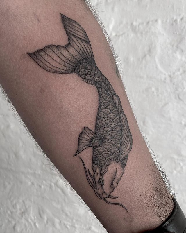 54 Trendy Black And Grey Koi Fish Tattoo Designs 2023